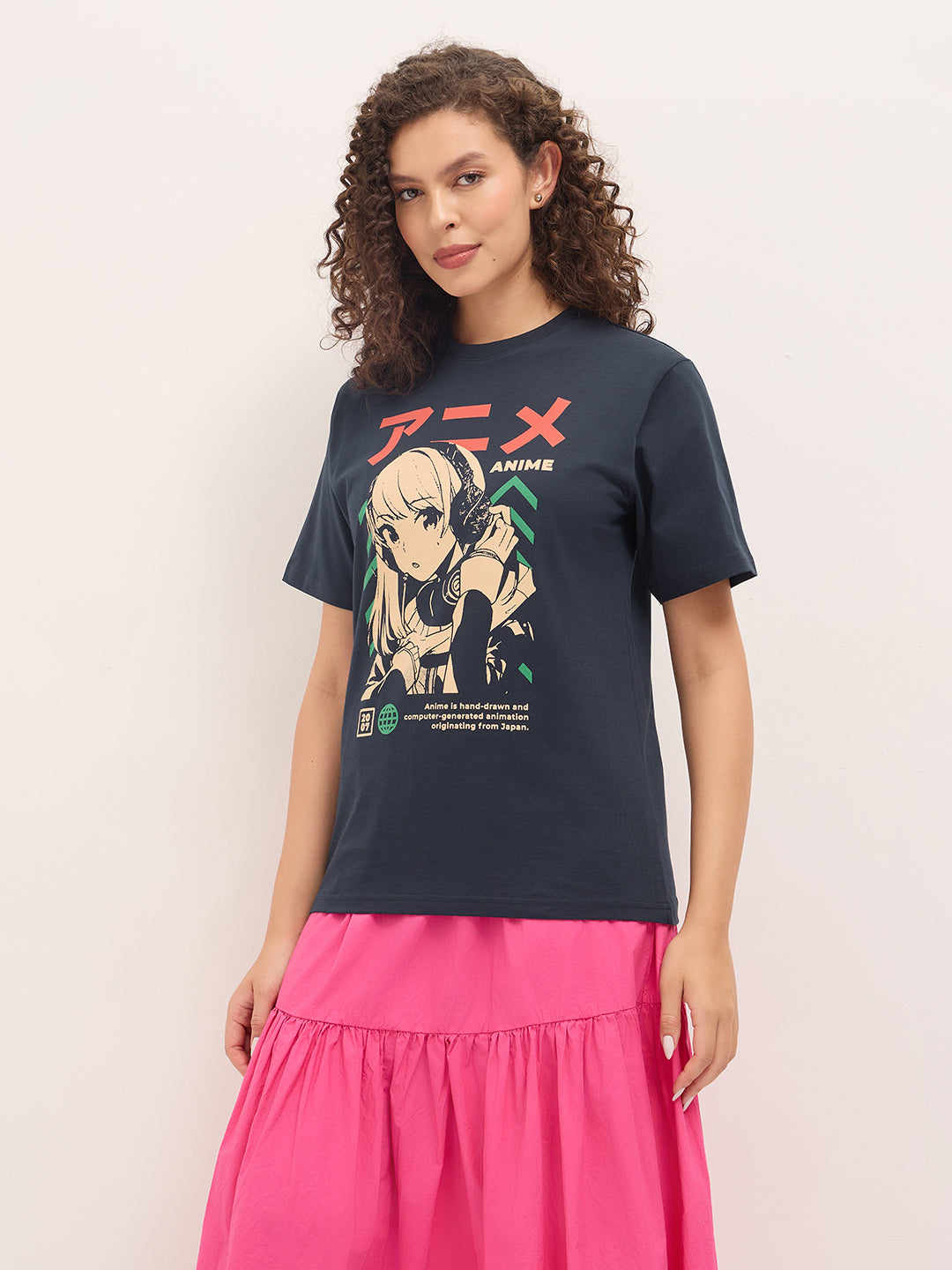 Womens Half Sleeve Round Neck Printed Oversized Fit Tshirts