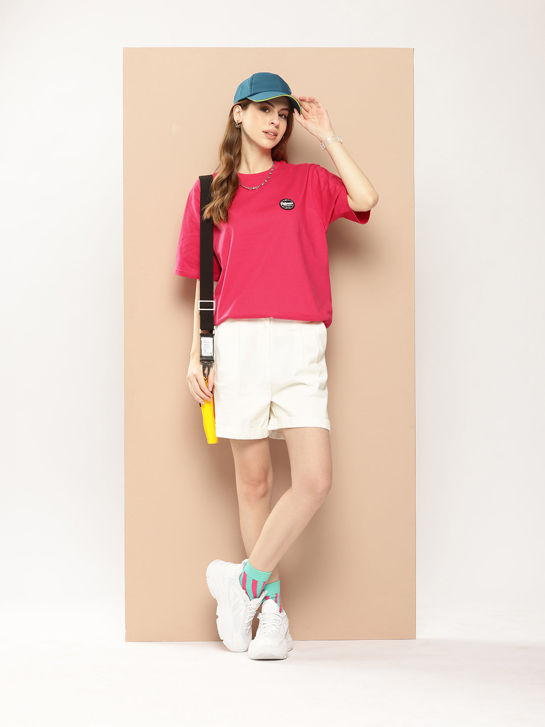 Womens Half Sleeve Round Neck Back Printed Oversized Fit Tshirts
