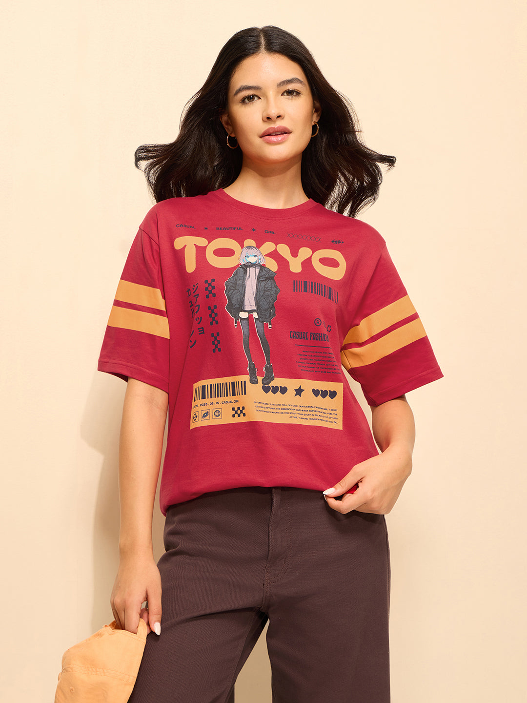Womens Printed Oversized Cotton T-Shirt