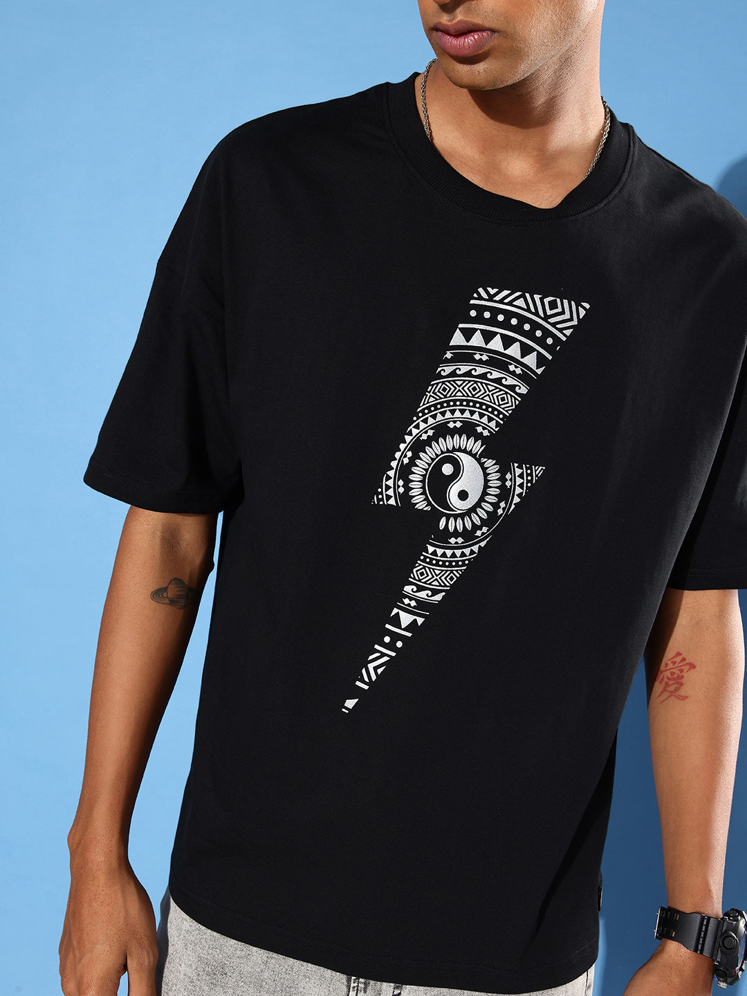 Mens Half Sleeve Drop Shoulder Printed Oversized Fit T-Shirts