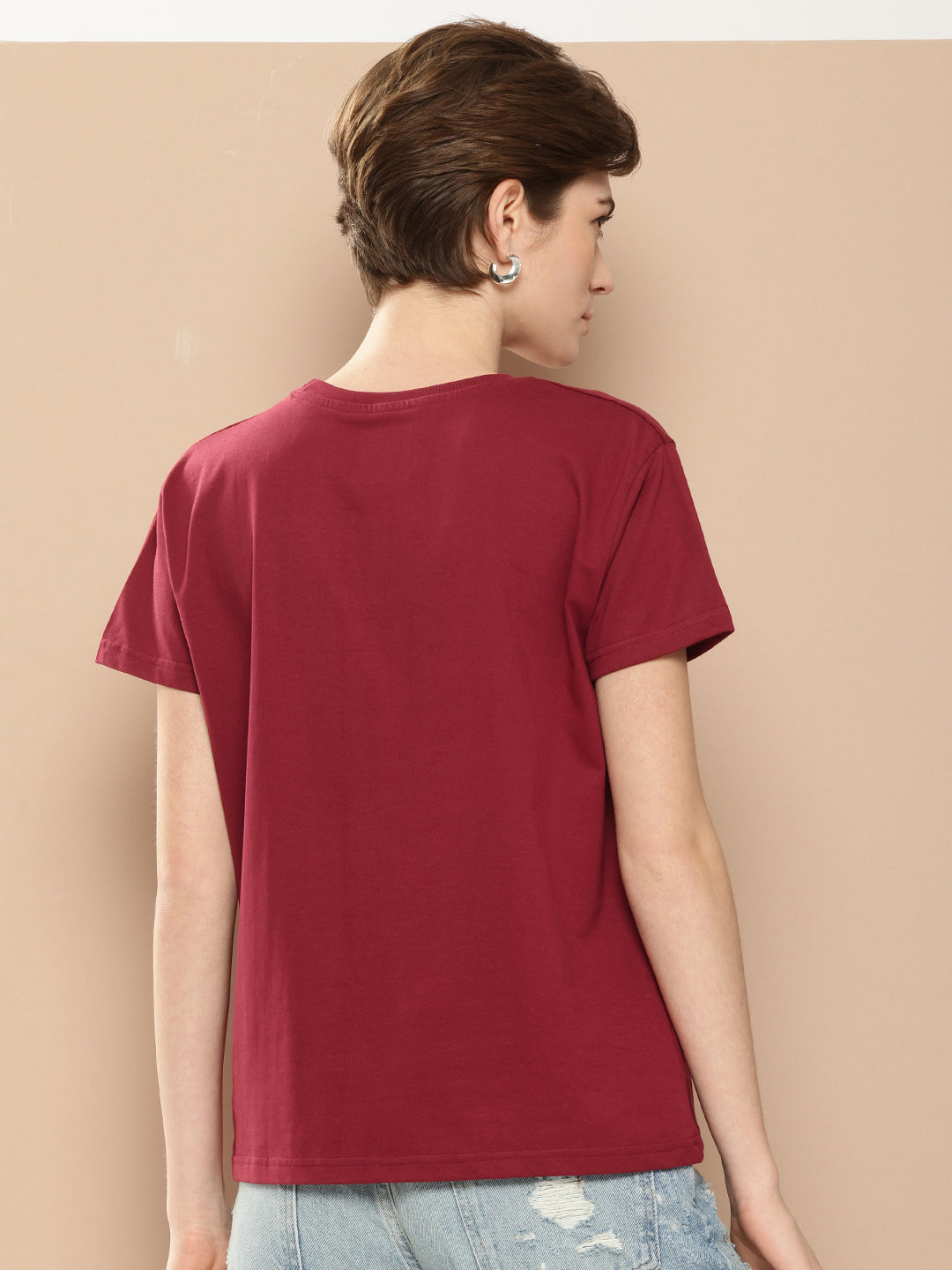 Womens Half Sleeve Round Neck Printed Boxy Fit Tshirts