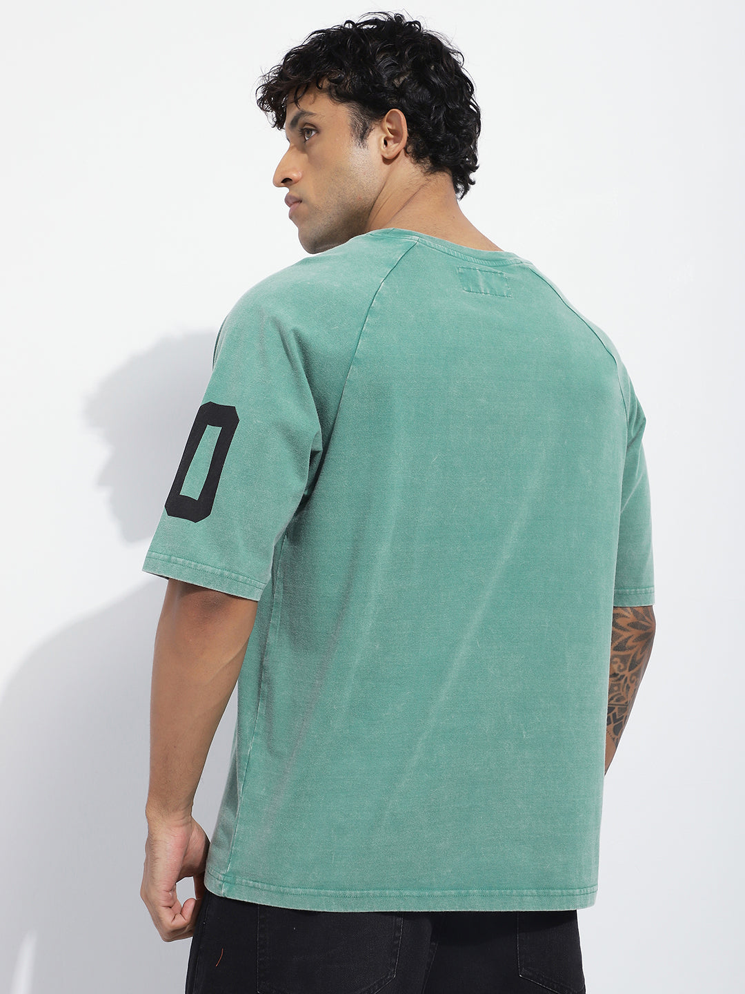Mens Half Sleeve Round Neck Striped Oversized Fit Tshirts
