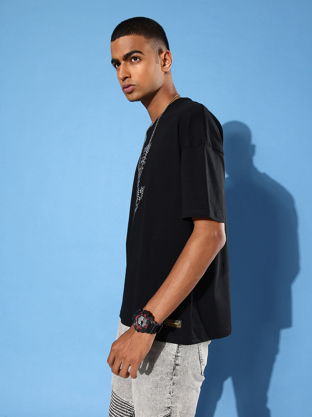 Mens Half Sleeve Drop Shoulder Printed Oversized Fit T-Shirts