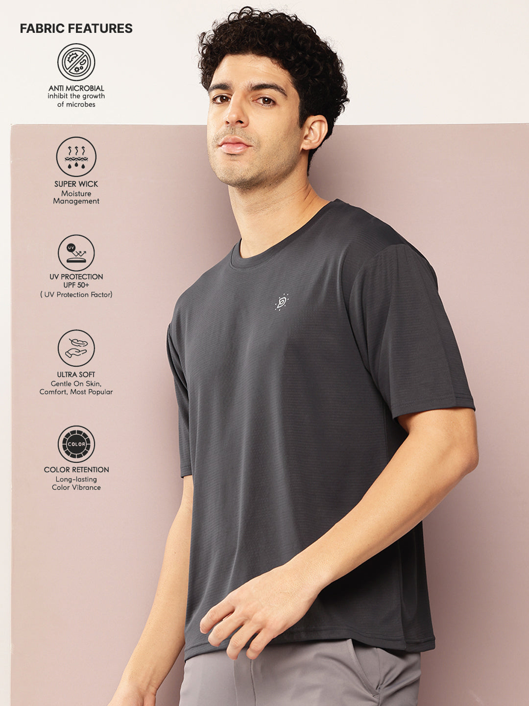 Mens Short Sleeve Round Neck Oversized Polyster Tshirt
