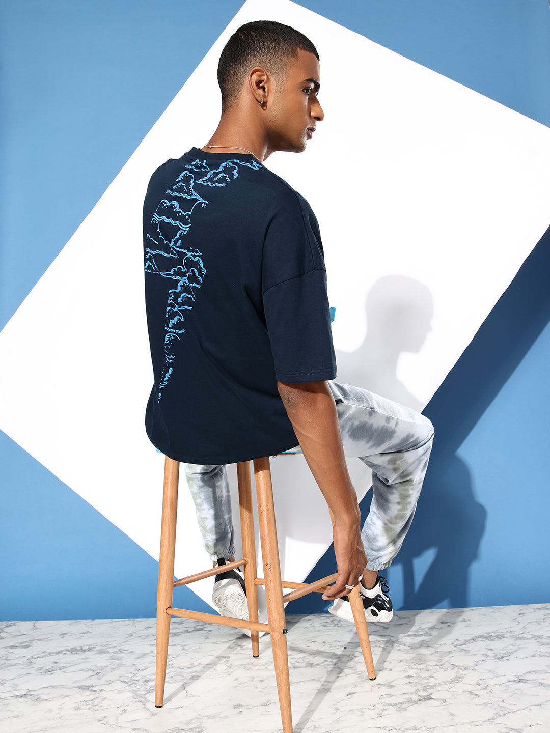 Mens Half Sleeve Drop Shoulder Printed Oversized Fit T-Shirts