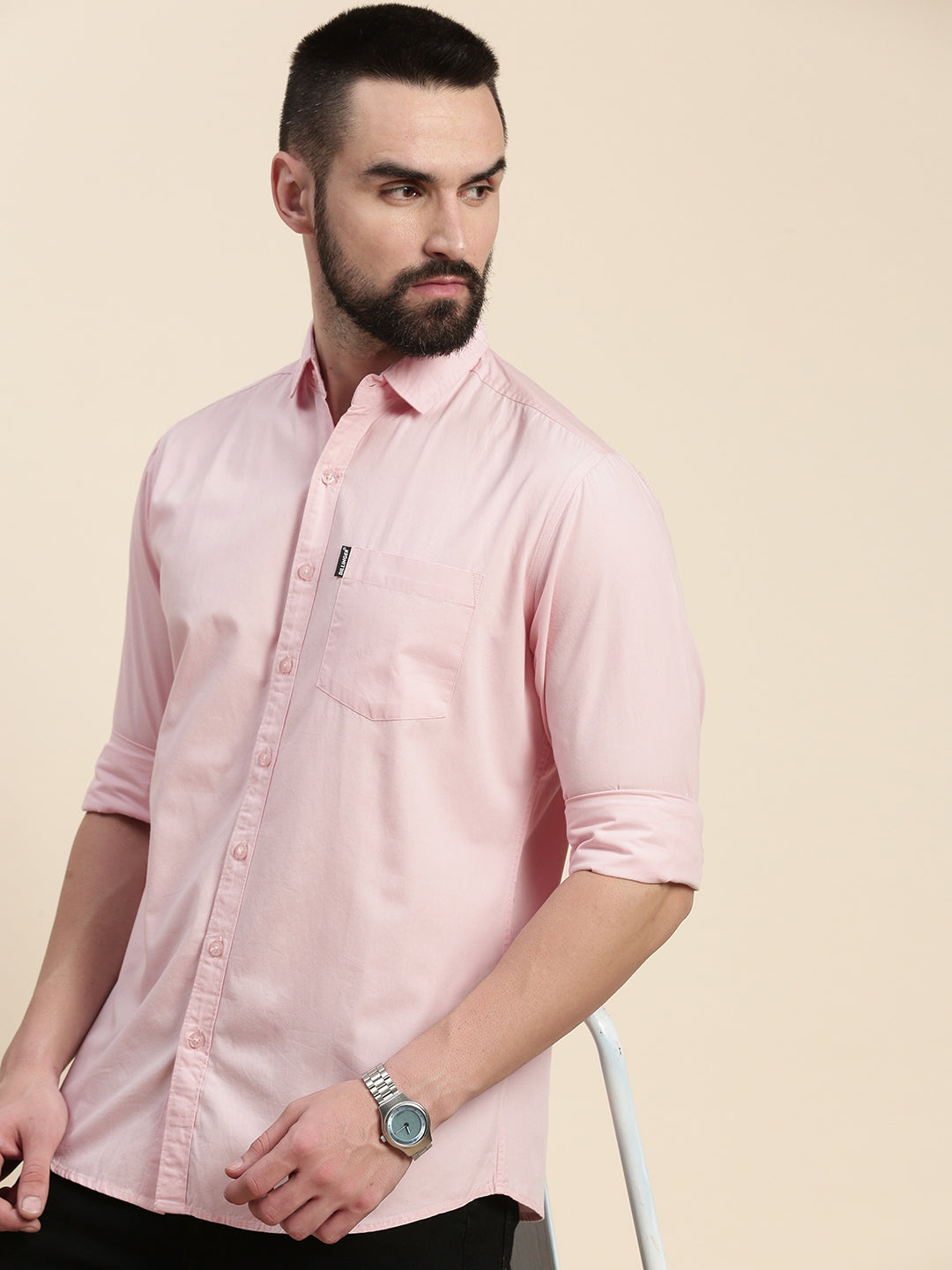 Mens Plain Full Sleeve Shirt With Pocket