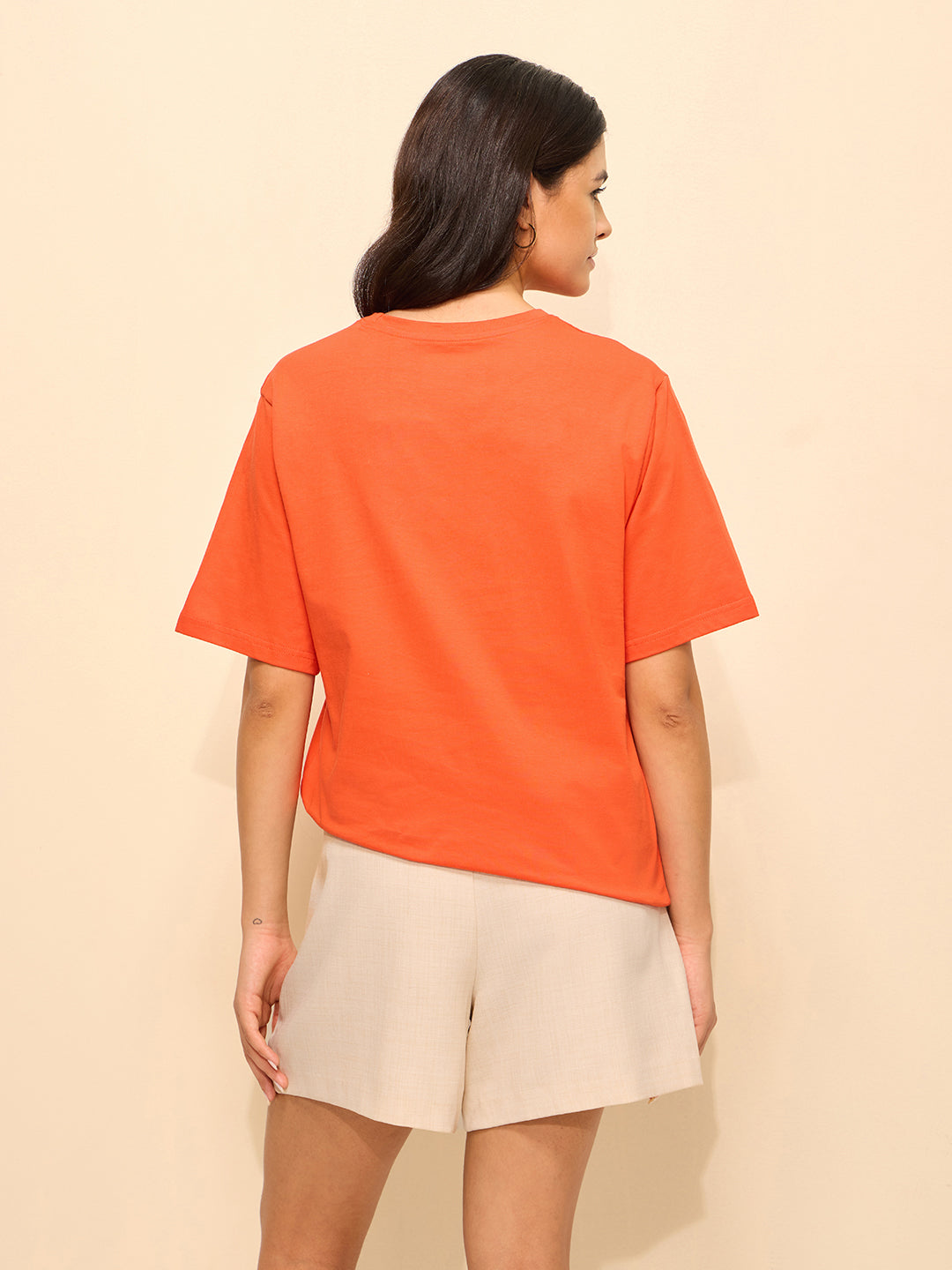 Womens Laces Detailed Oversized Fit Cotton T-Shirt