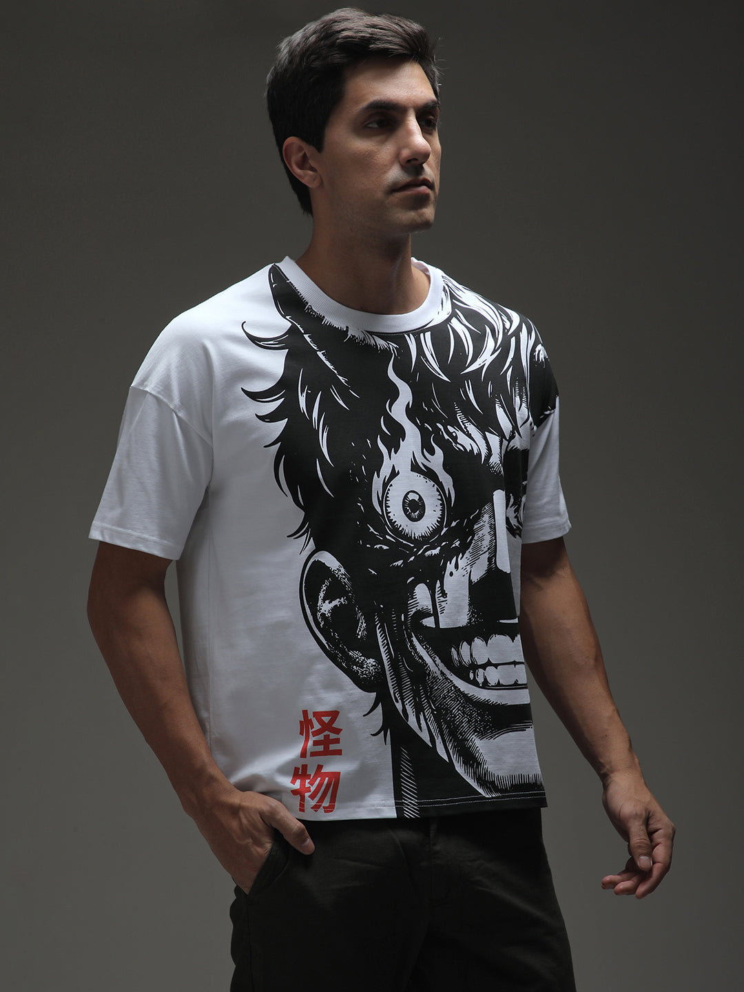 Mens Half Sleeve Drop Shoulder Printed Oversized Fit T-Shirts