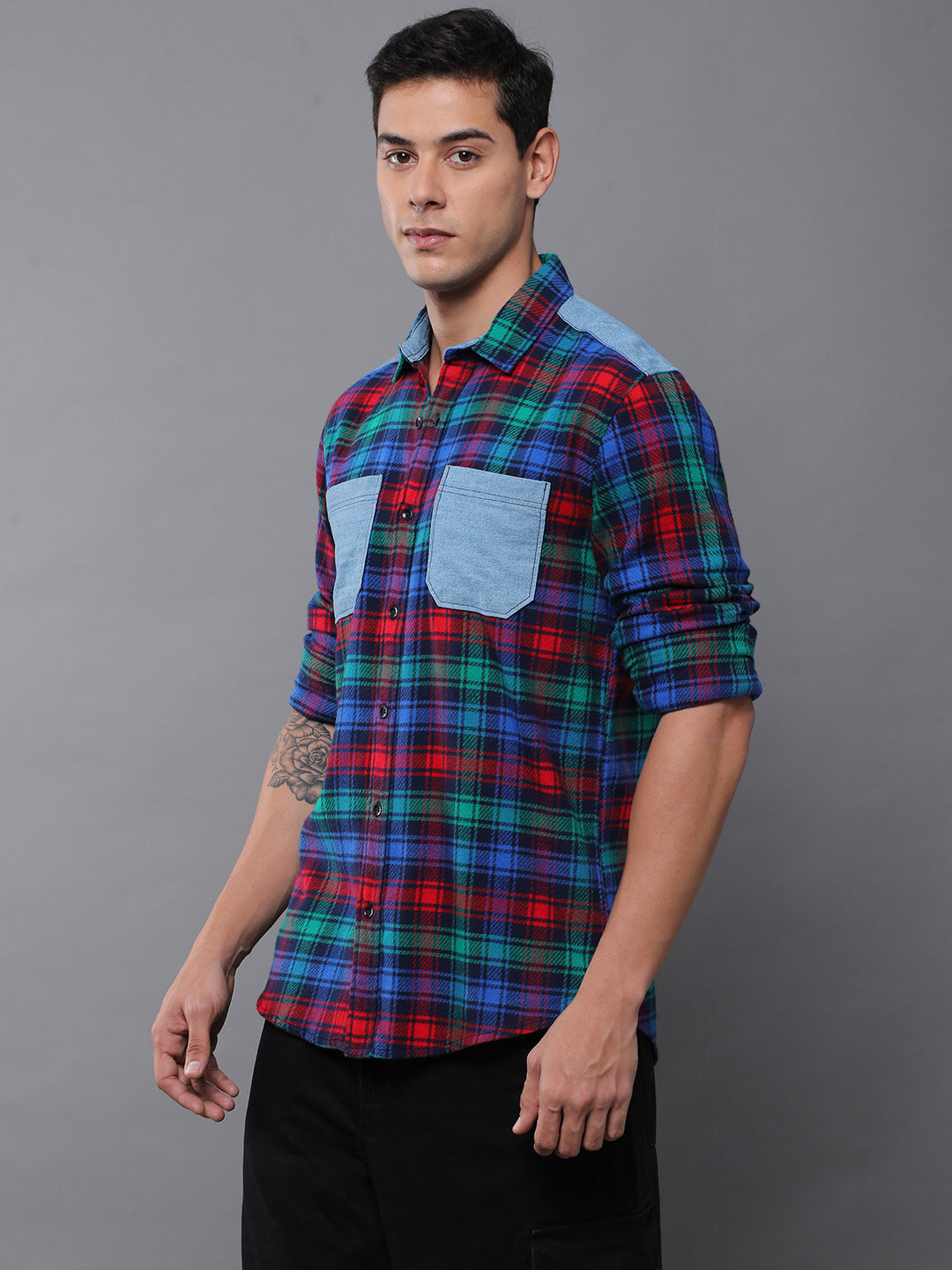 Men Checked Full Sleeve Casual Shirt With Pocket