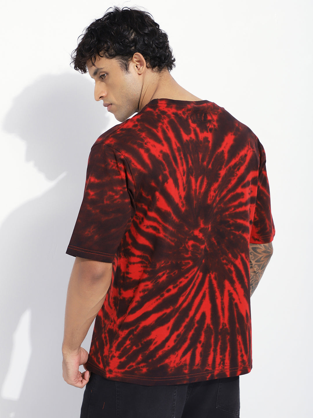 Mens Half Sleeve Round Neck Striped Oversized Fit Tshirts