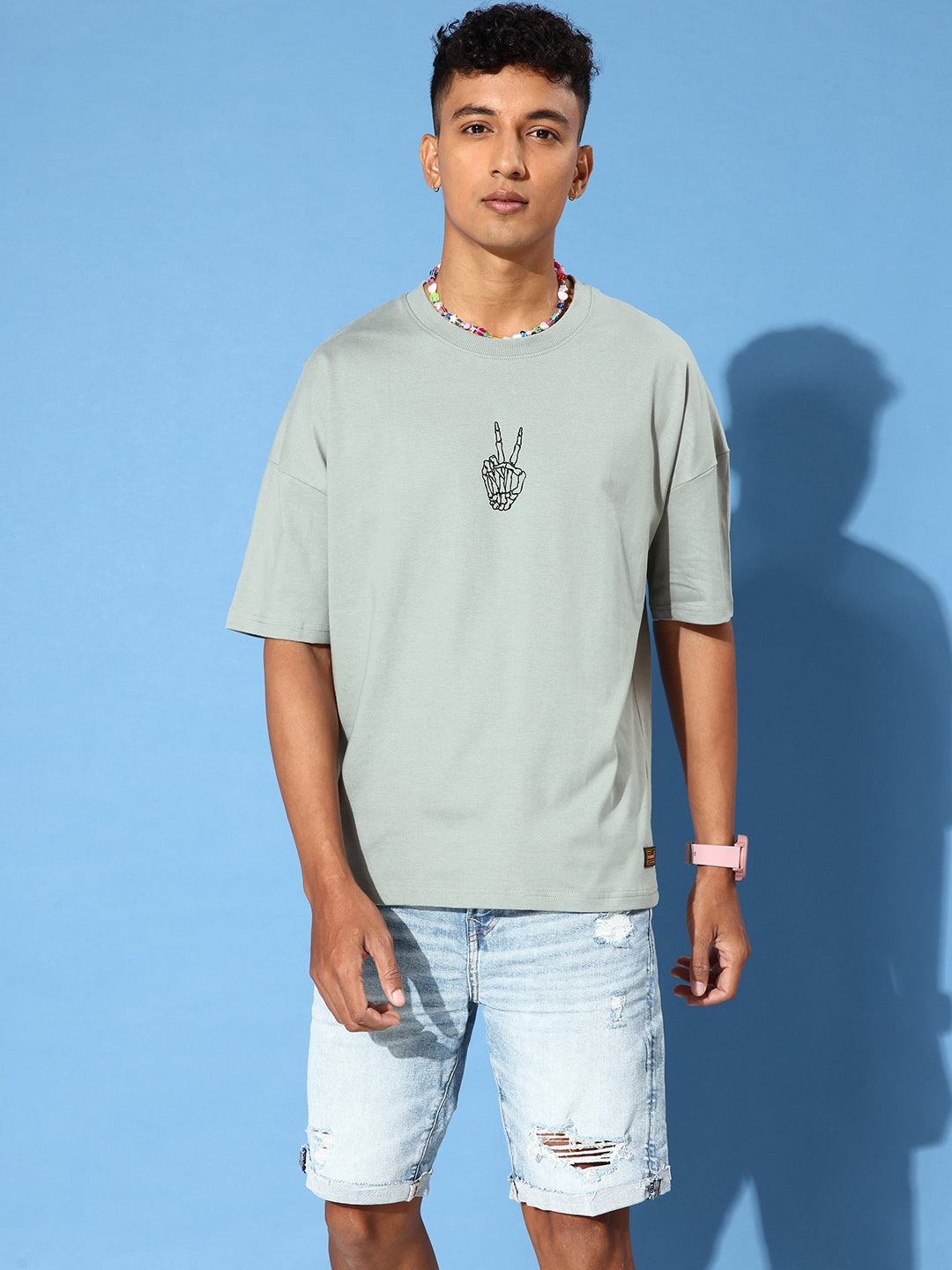Mens Half Sleeve Drop Shoulder Printed Oversized Fit T-Shirts