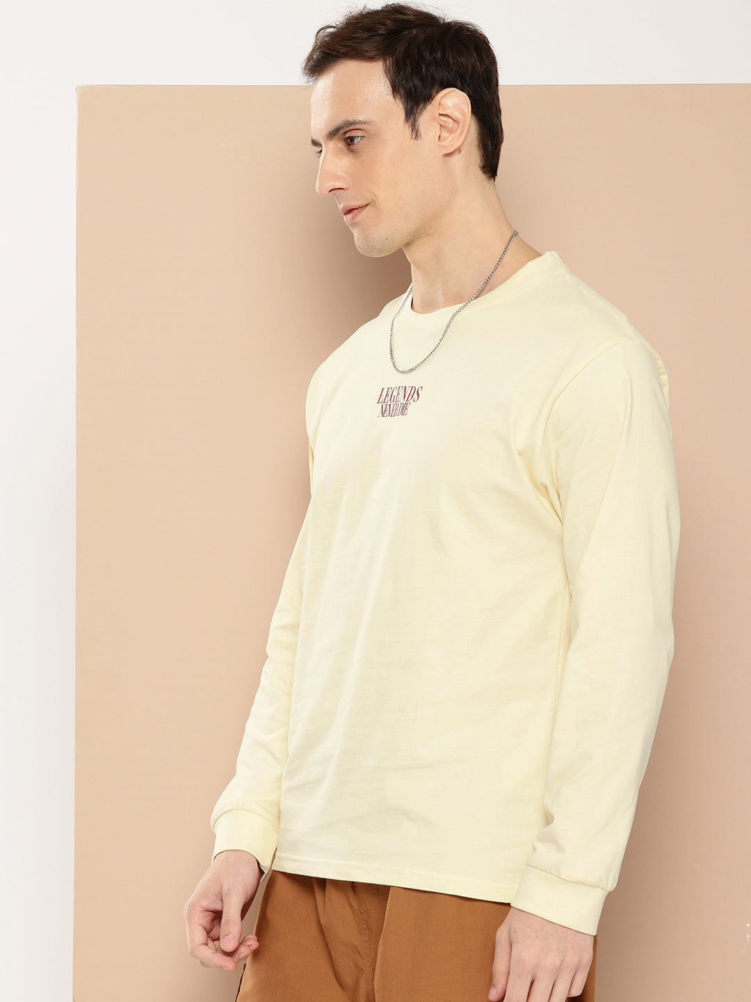 Mens Full Sleeve Round Neck Back Printed Oversized Fit Tshirts