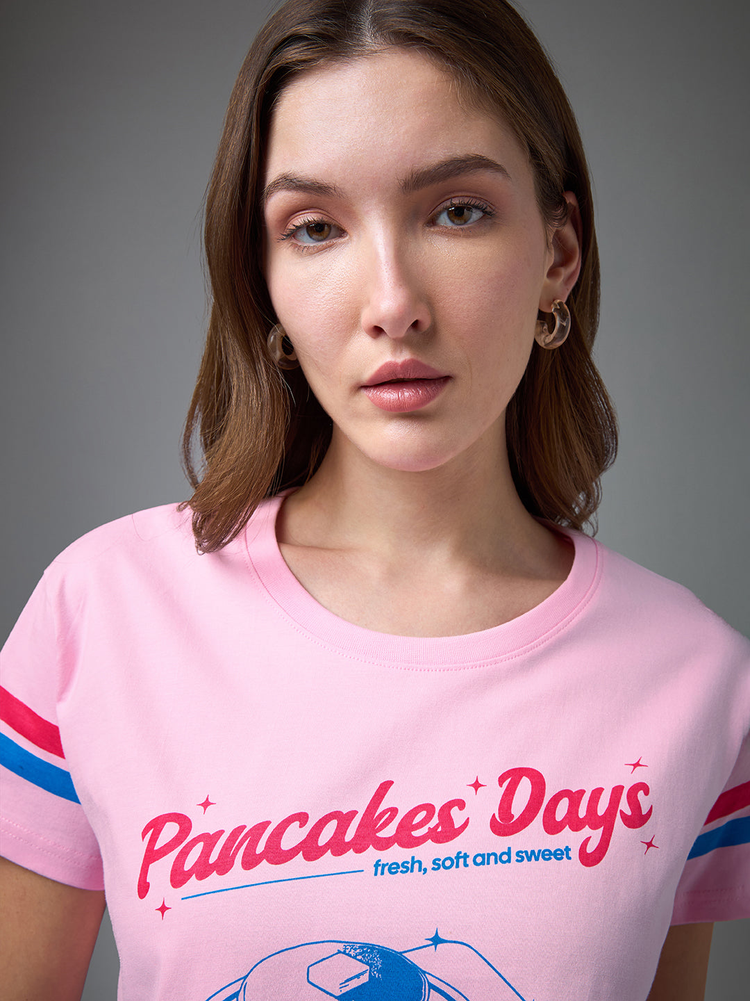 Womens Printed Round Neck Boxy Fit Tshirt