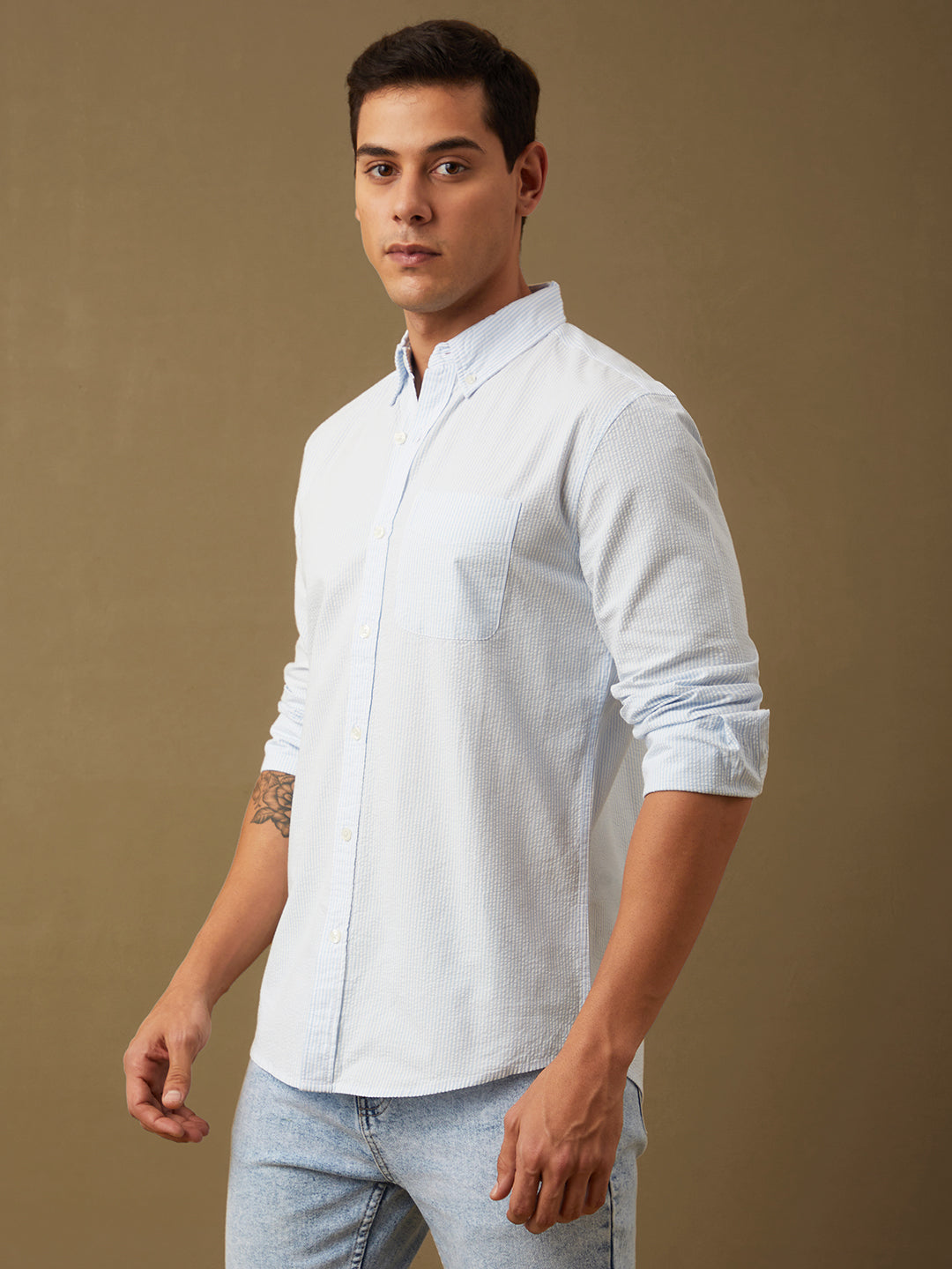 Mens Plain Full Sleeve Shirt With Pocket