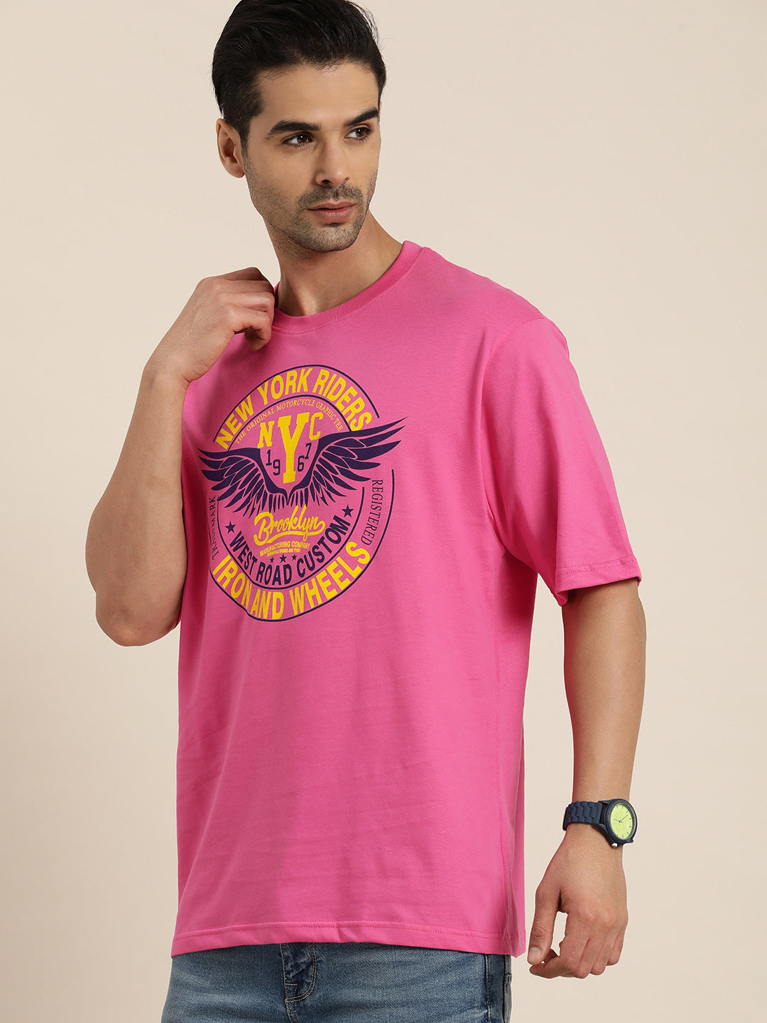 Mens Half Sleeve Round Neck Oversized Fit T-Shirts