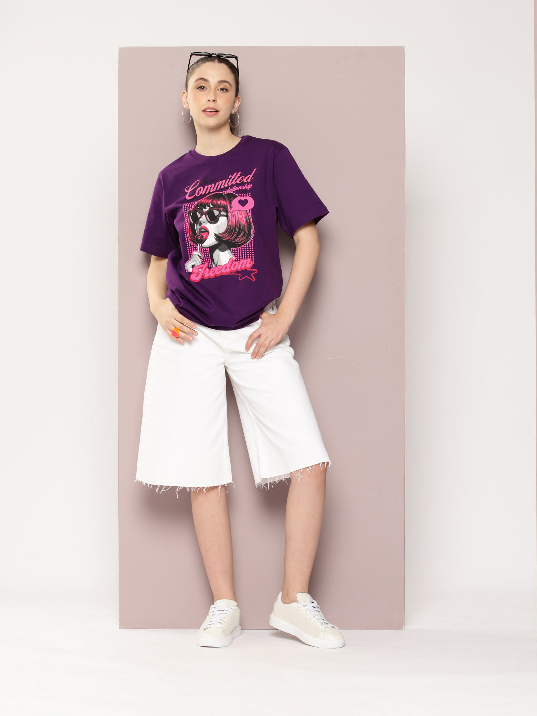Womens Half Sleeve Round Neck Printed Oversized Fit Tshirts
