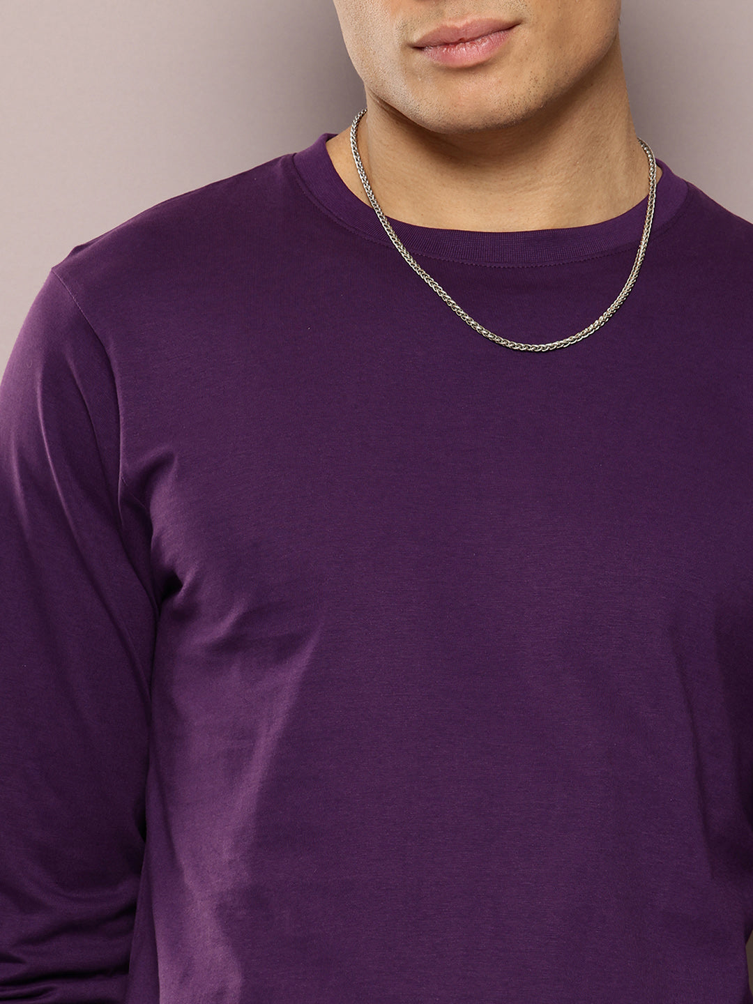 Mens Full Sleeve Round Neck Solid Regular Fit Tshirts