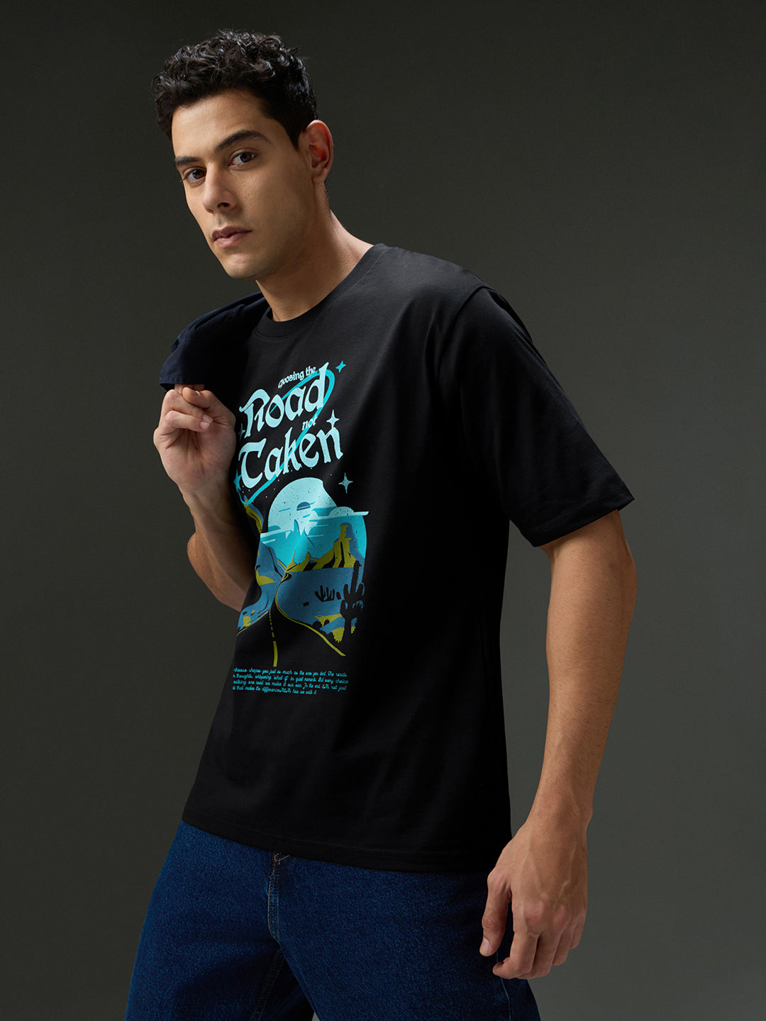 Mens Round Neck Half Sleeve Printed Oversized Fit Tshirt