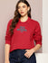 Womens Full Sleeve Polo Neck Printed Oversized Fit Tshirts