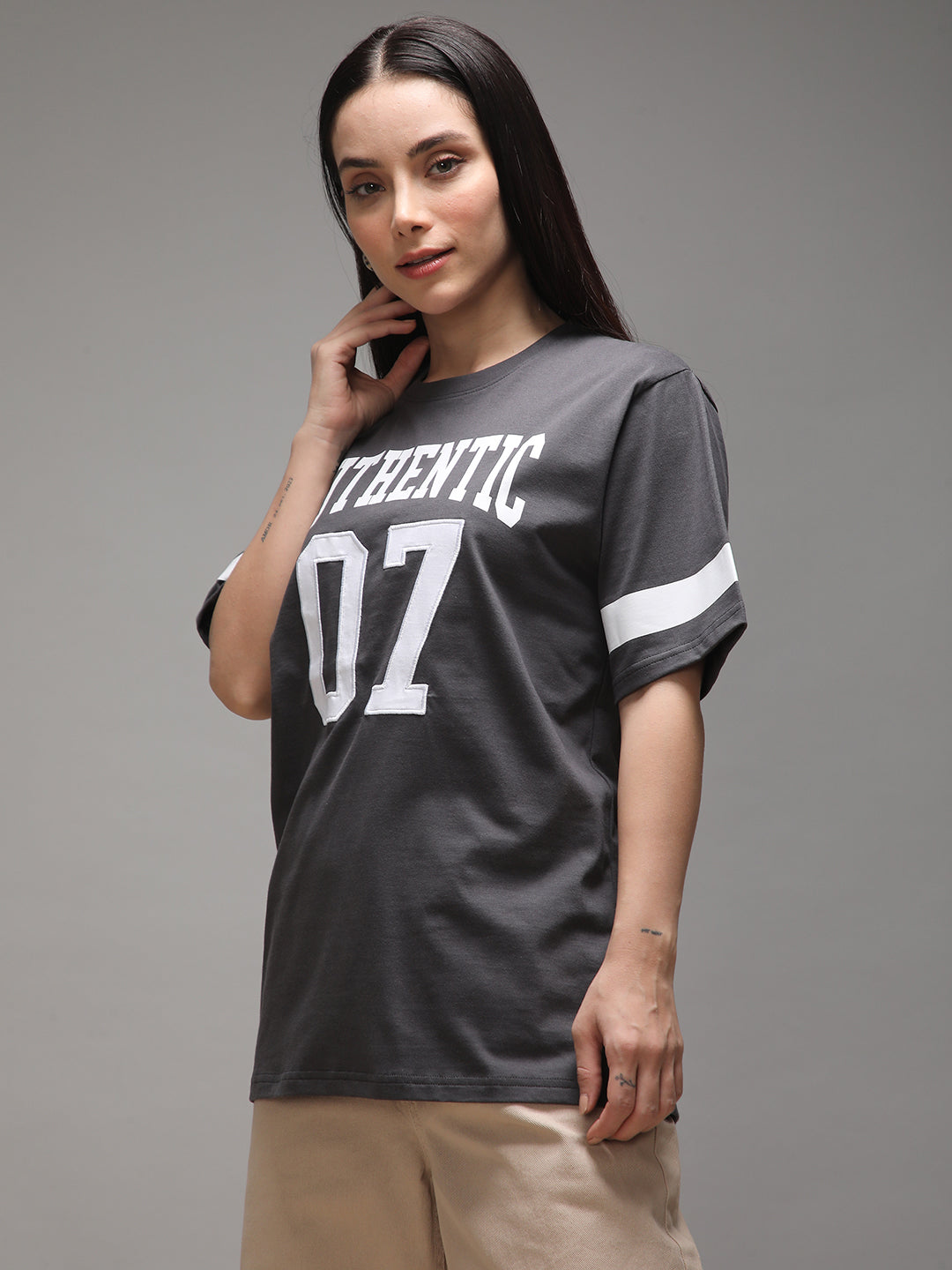 Womens Half Sleeve Round Neck Printed Oversized Fit Tshirts