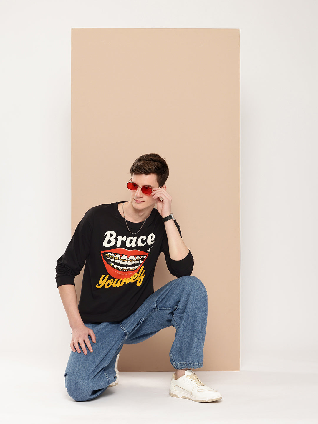 Mens Full Sleeve Round Neck Printed Oversized Fit Tshirts