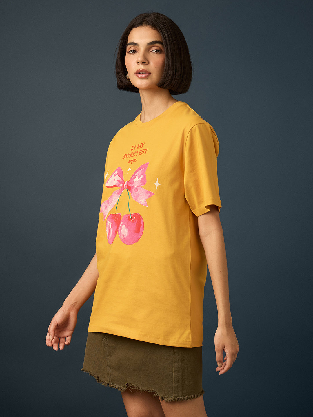 Womens Short Sleeve Printed Oversized Fit Tshirt 