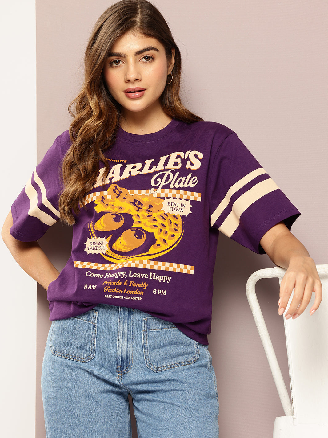 Womens Short Sleeve Printed Oversized Fit Tshirt