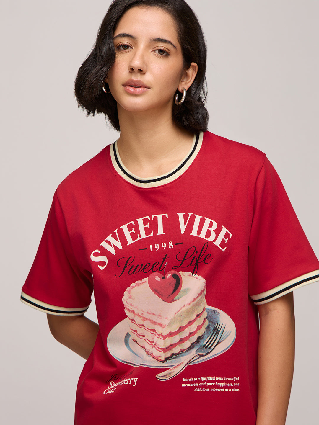 Womens Printed Oversized Fit Cotton T-Shirt