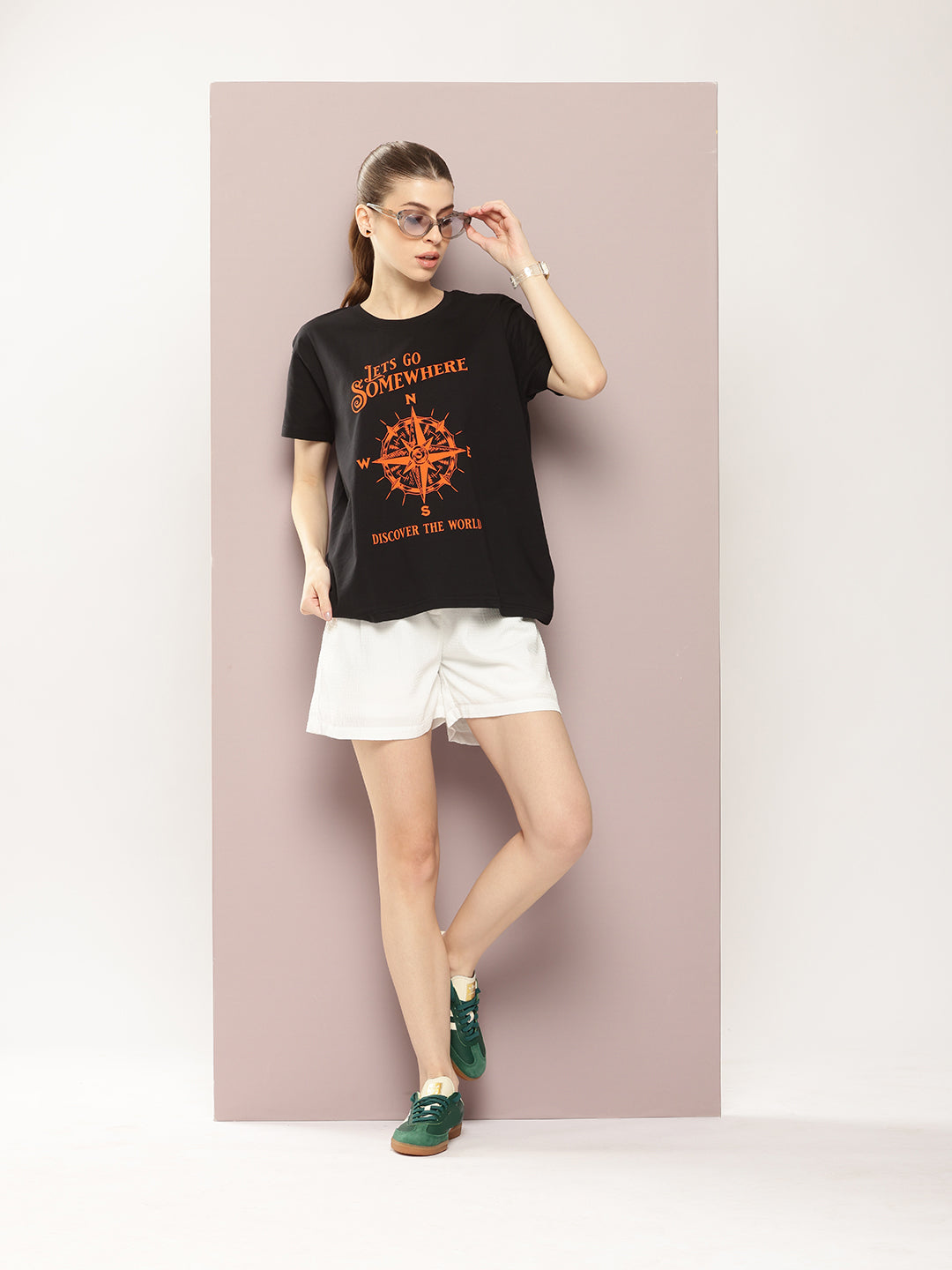 Womens Half Sleeve Round Neck Printed Boxy Fit Tshirts