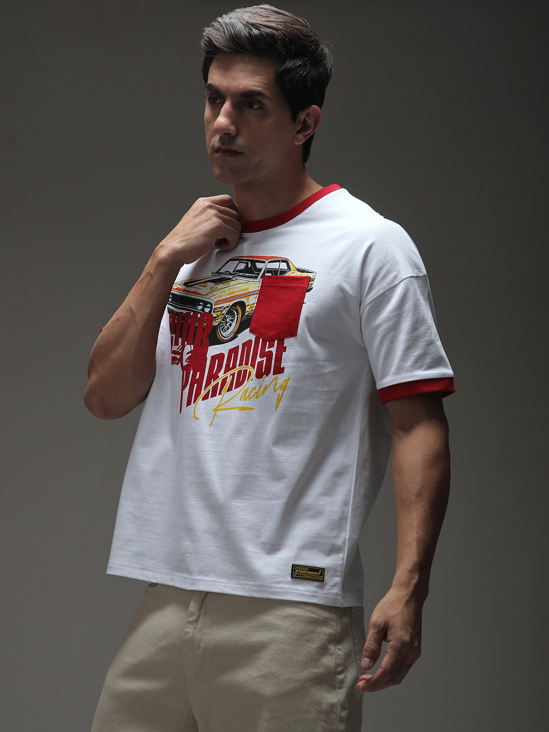 Mens Half Sleeve Drop Shoulder Printed Oversized Fit T-Shirts