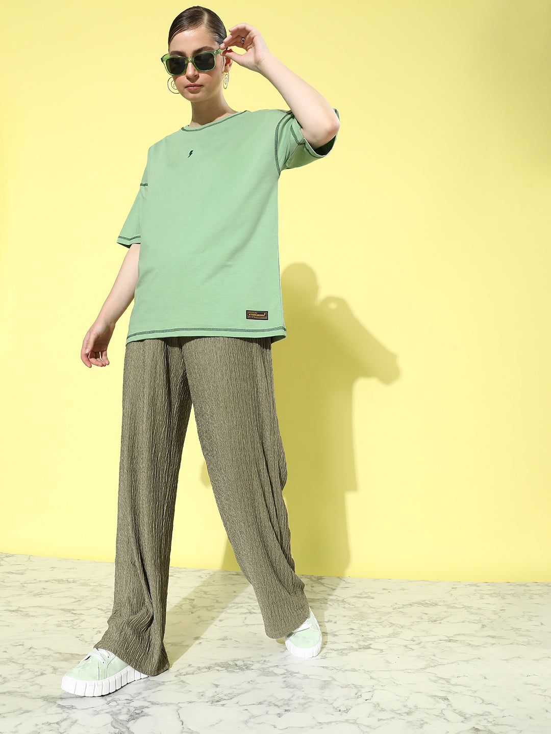 Womens Half Sleeve Drop Shoulder Plain Oversized Fit T-Shirts