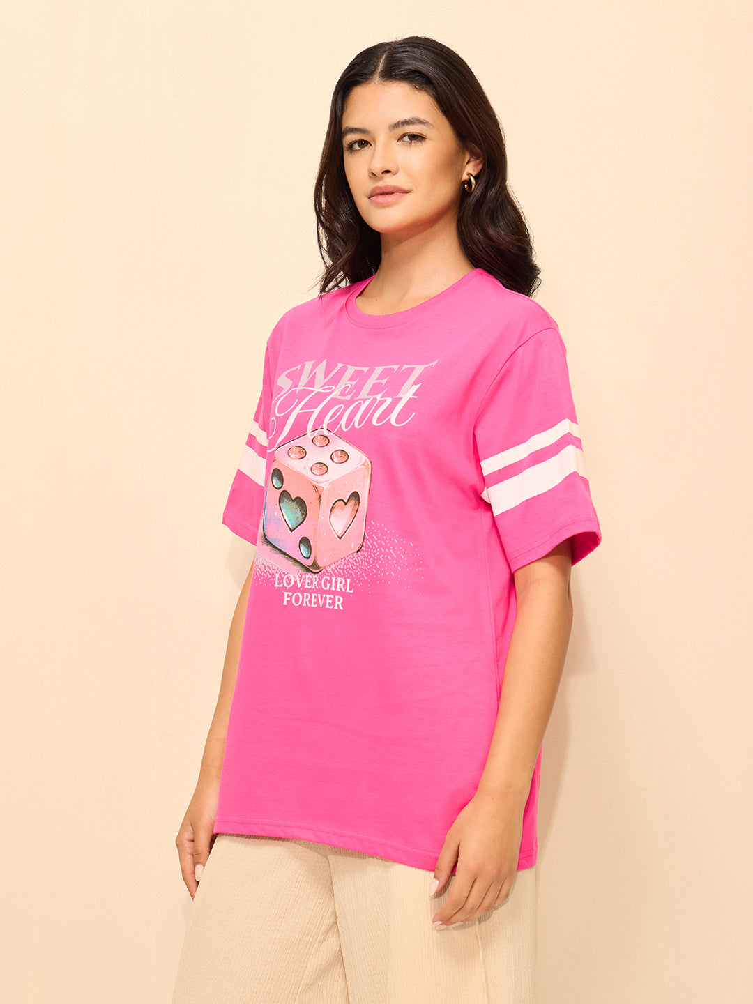 Womens Printed Oversized Cotton T-Shirt