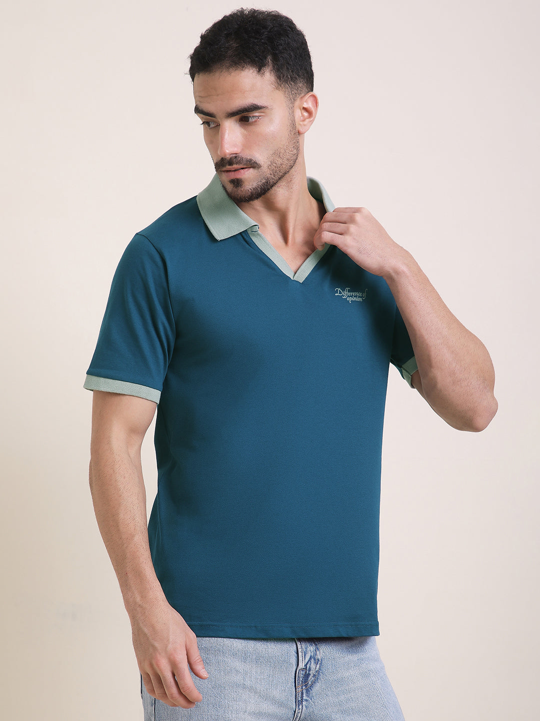 Mens Half Sleeve Polo Neck Back Printed Relaxed Fit Tshirts