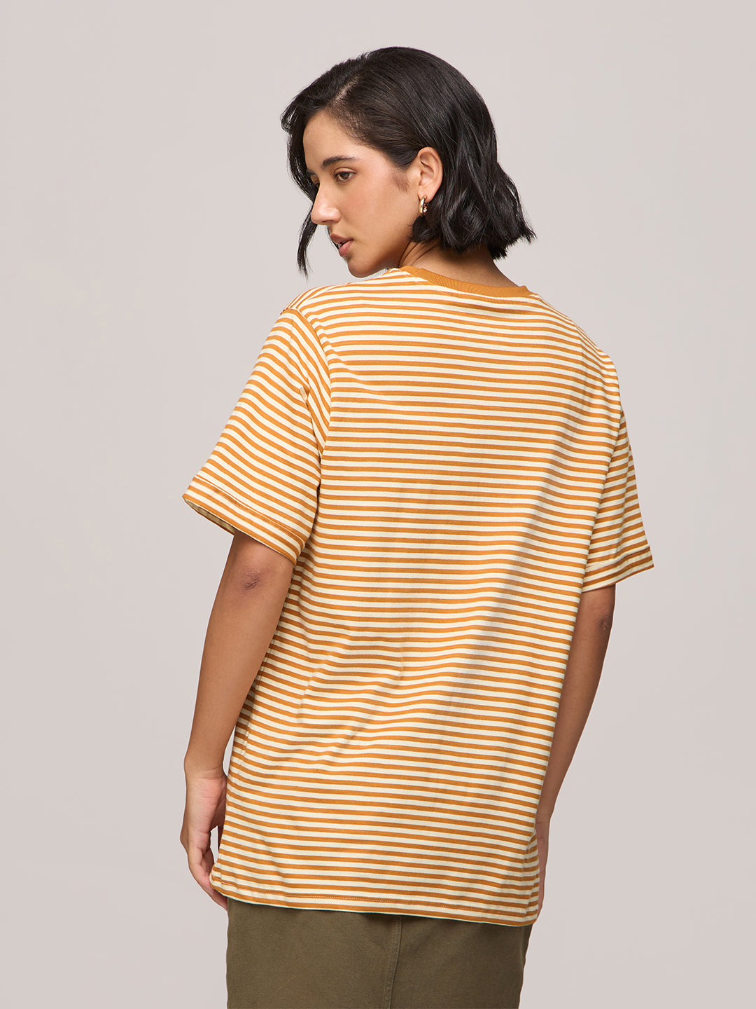 Womens Striped Oversized Fit Cotton T-Shirt