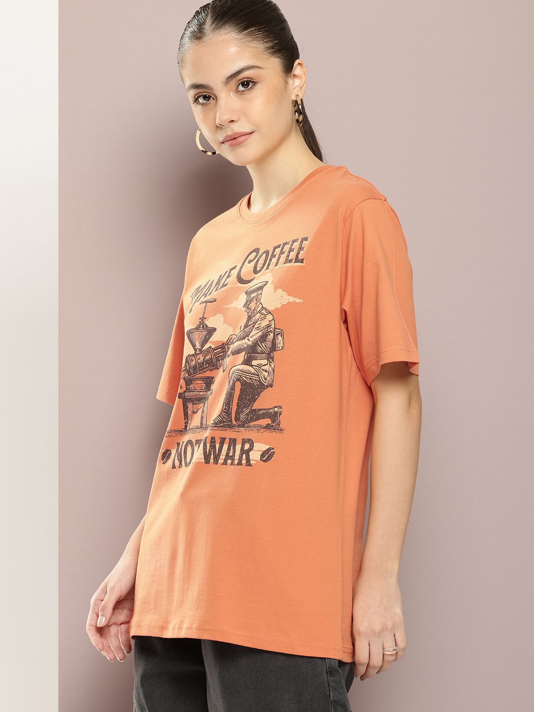 Womens Half Sleeve Round Neck Oversized Fit T-Shirts