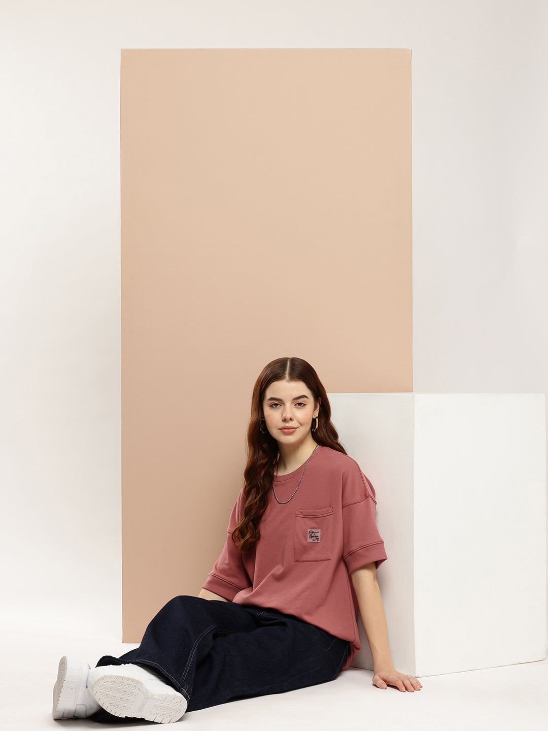 Womens Half Sleeve Round Neck Solid Oversized Fit Tshirts