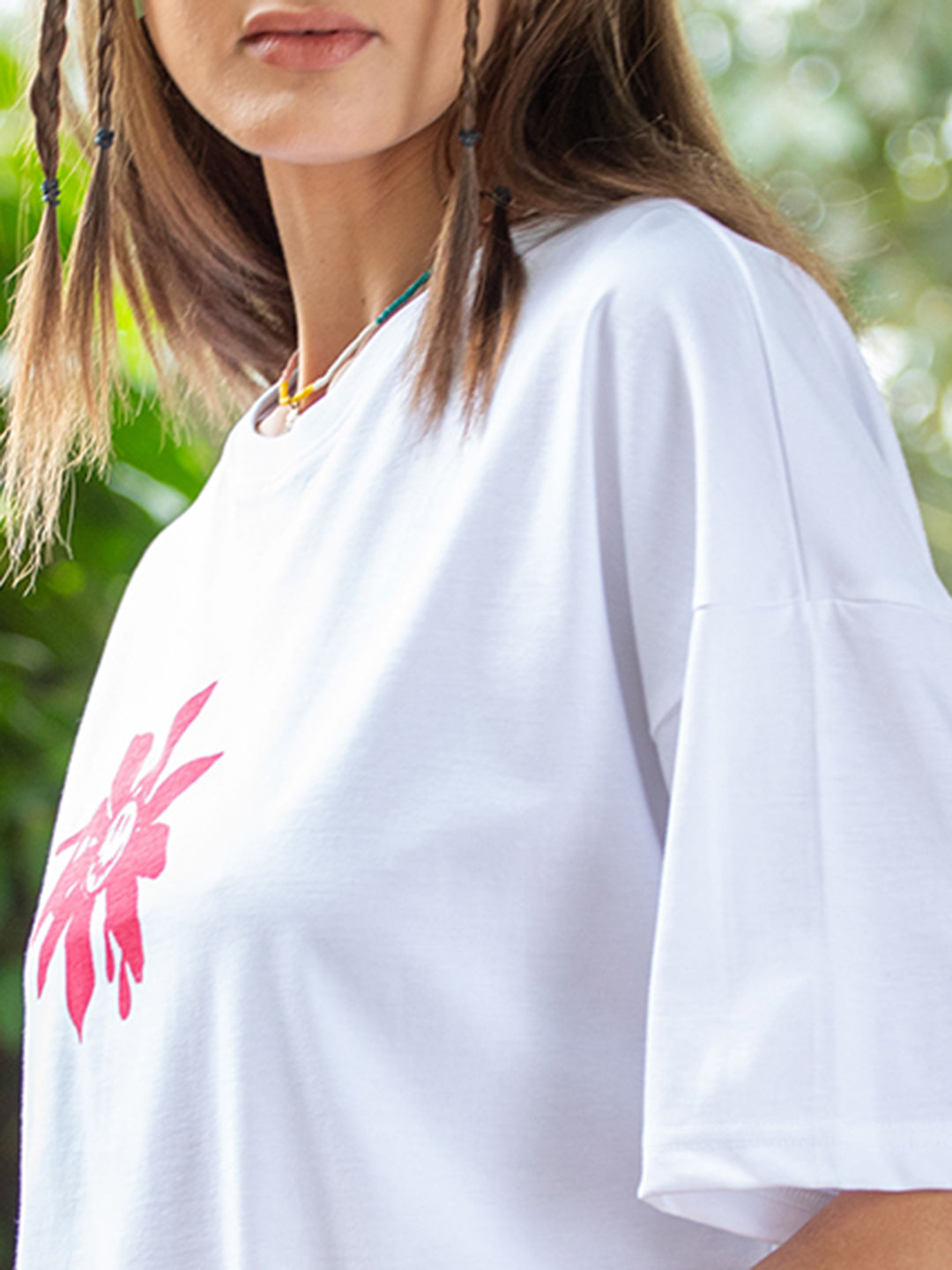 Womens Half Sleeve Drop Shoulder Printed Oversized Fit T-Shirts