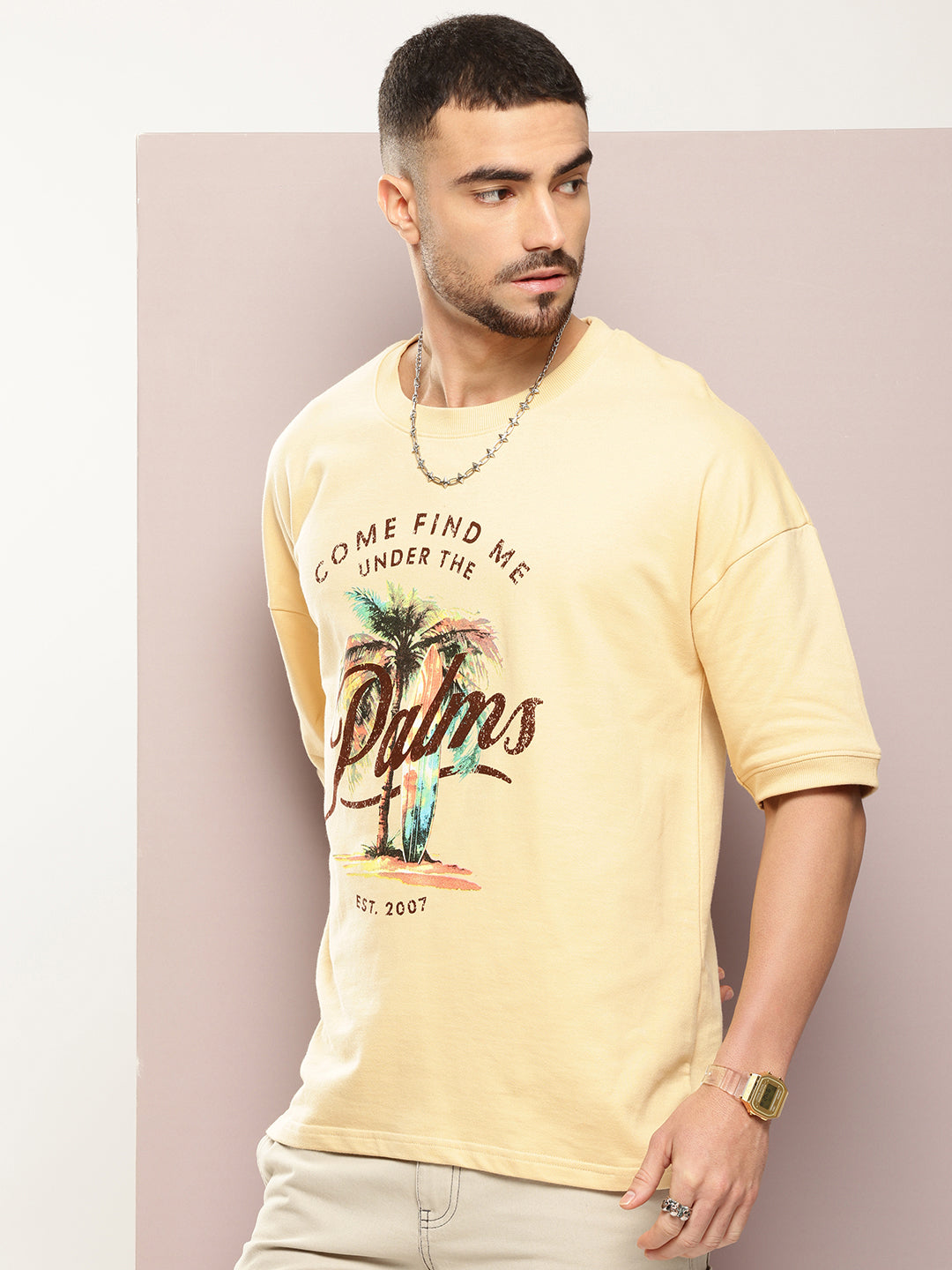 Mens Half Sleeve Round Neck Printed Oversized Fit Tshirts