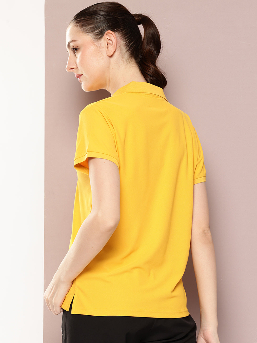 Womens Short Sleeve Polo Neck Relaxed Fit Polyster Tshirt