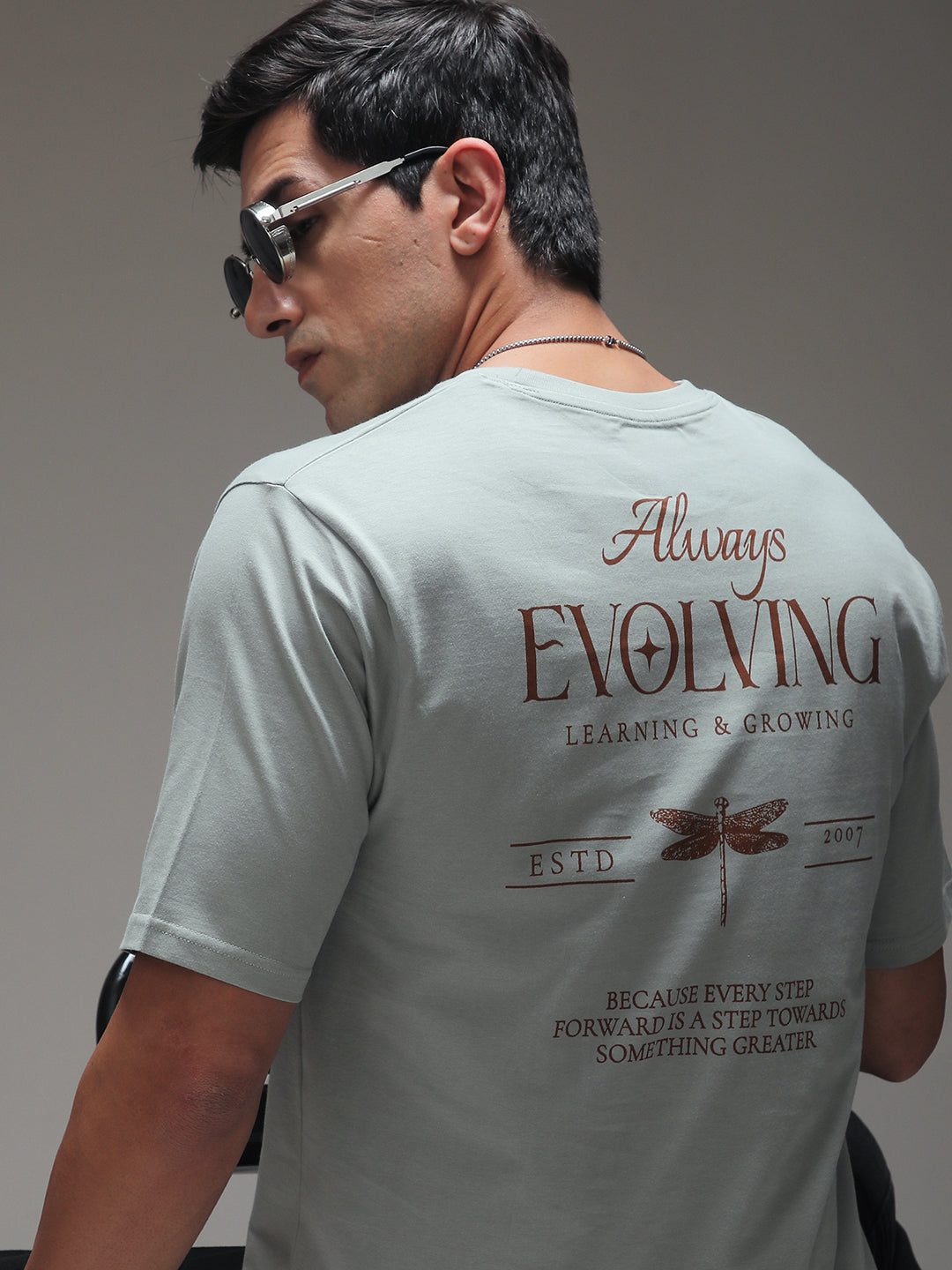 Mens Half Sleeve Round Neck Back Printed Oversized Fit Tshirts