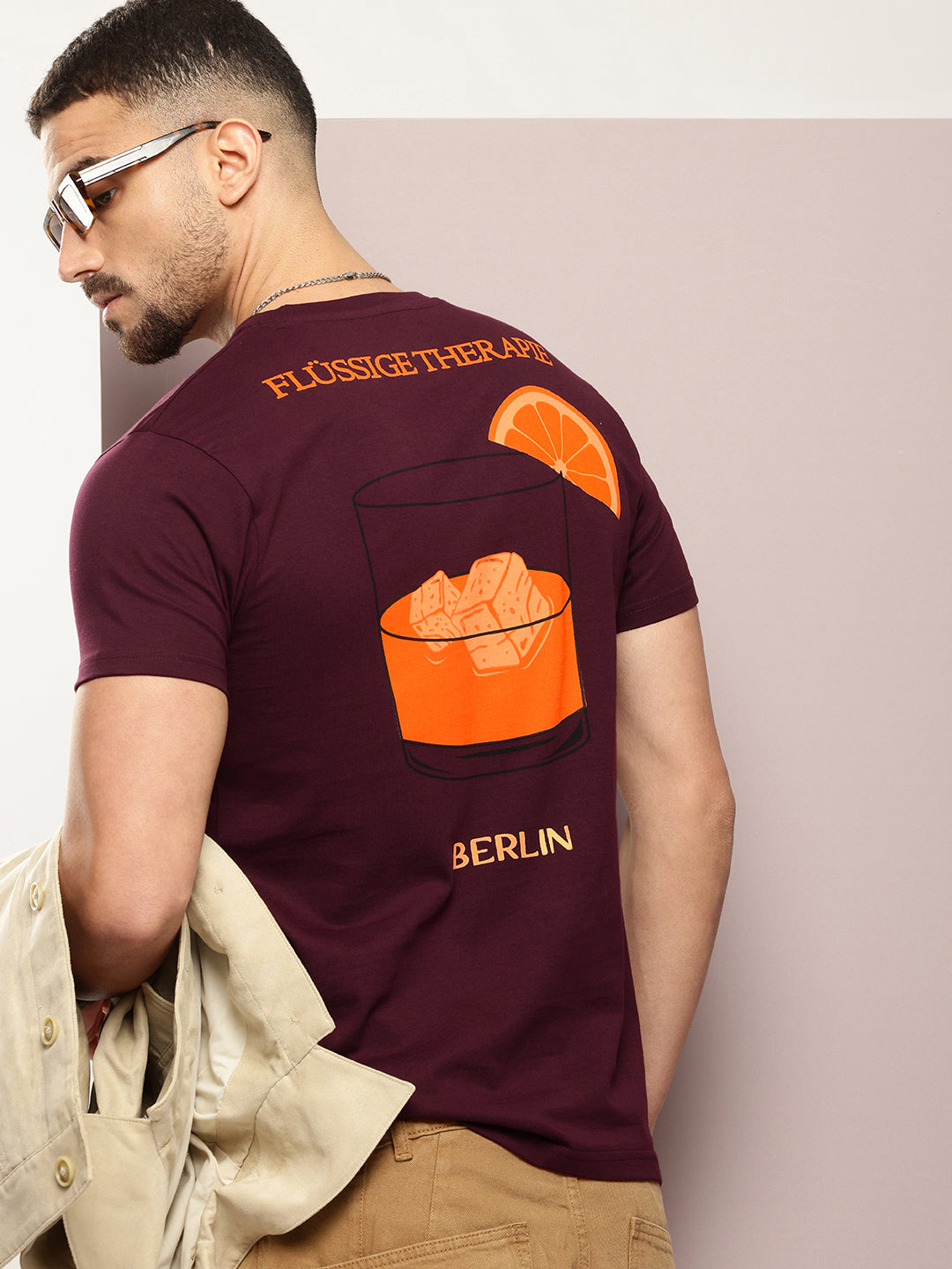 Mens Half Sleeve Round Neck Back Printed Regular Fit Tshirts
