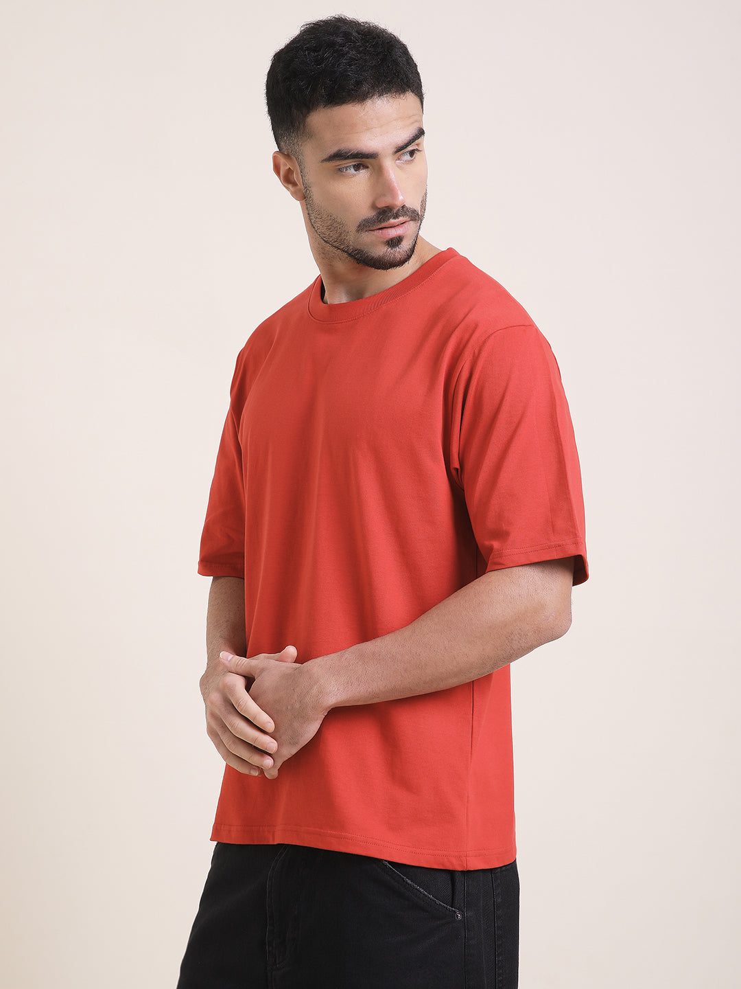 Mens Half Sleeve Round Neck Back Printed Oversized Fit Tshirts