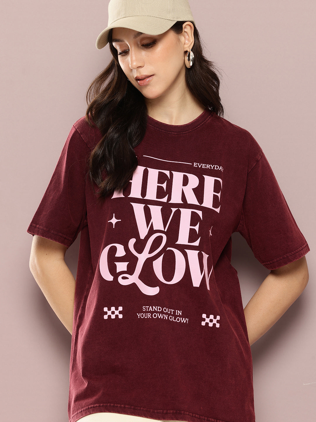 Womens Half Sleeve Round Neck Printed Oversized Fit Tshirts