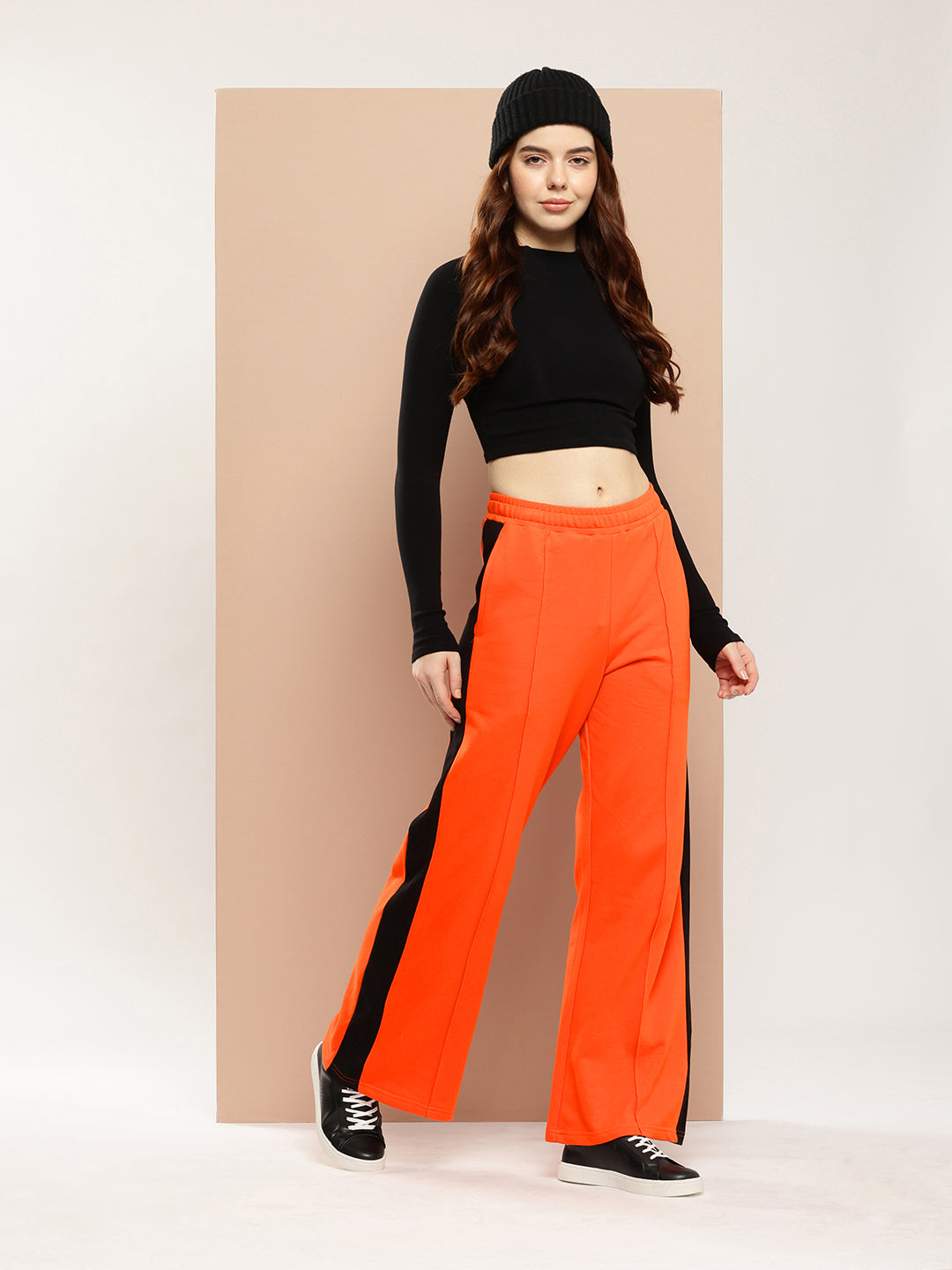 Women Colourblocked Cotton Relaxed Baggy Korean Pants