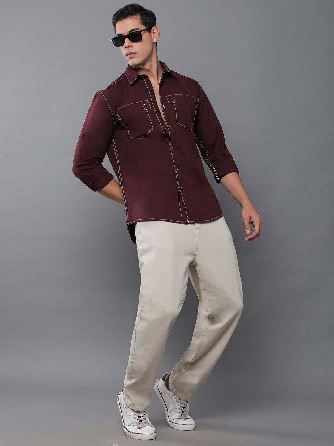 Men Plain Full Sleeve Casual Shirt With Pocket