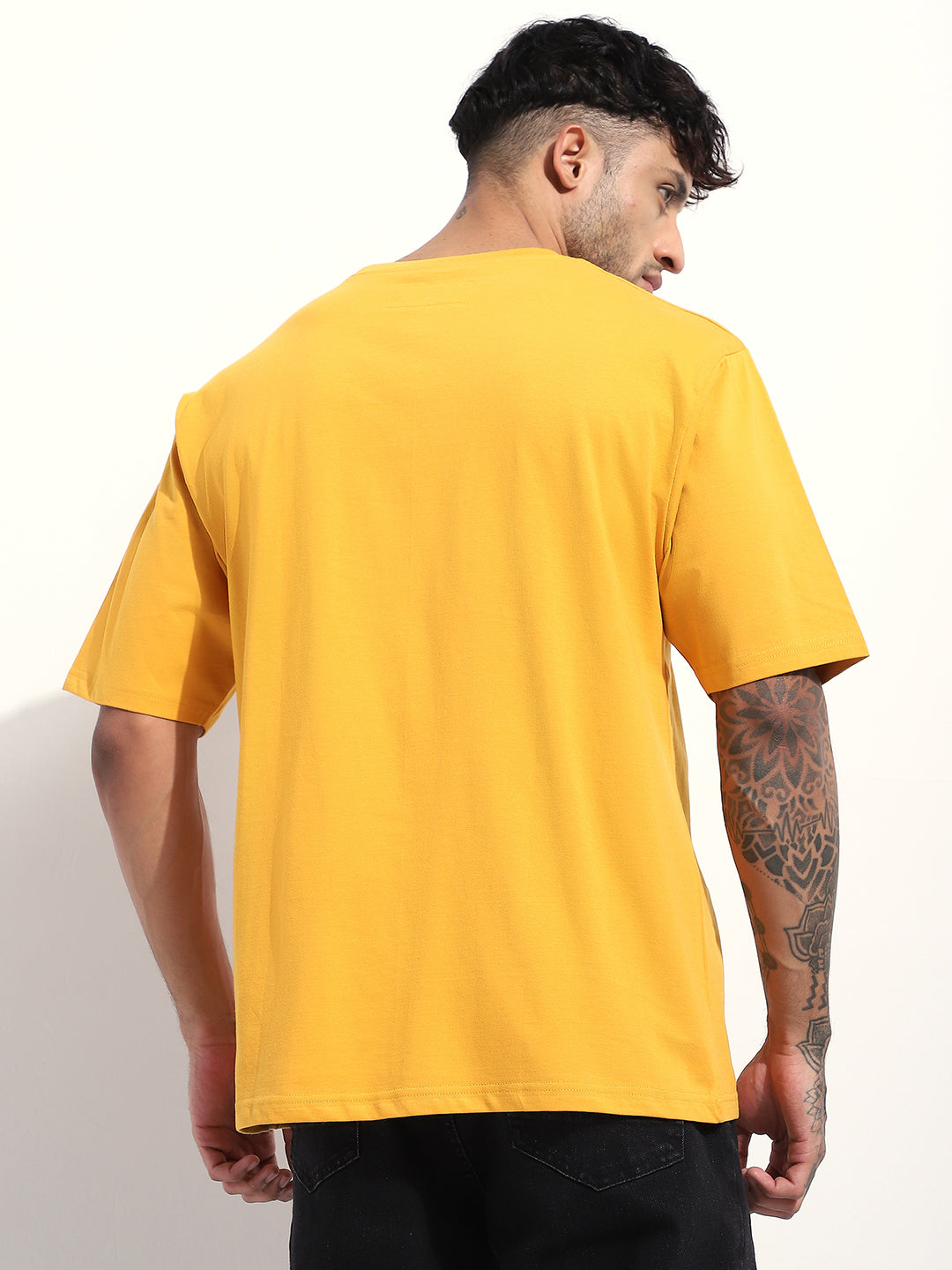 Mens Half Sleeve Round Neck Embroidered Oversized Fit Tshirts
