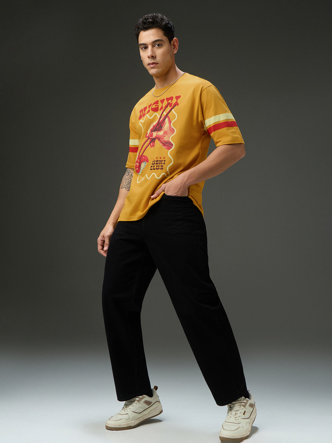 Mens Round Neck Half Sleeve Printed Oversized Fit Tshirt