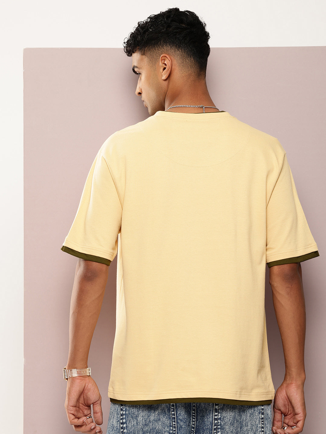 Mens Half Sleeve V-Neck Solid Oversized Fit Tshirts