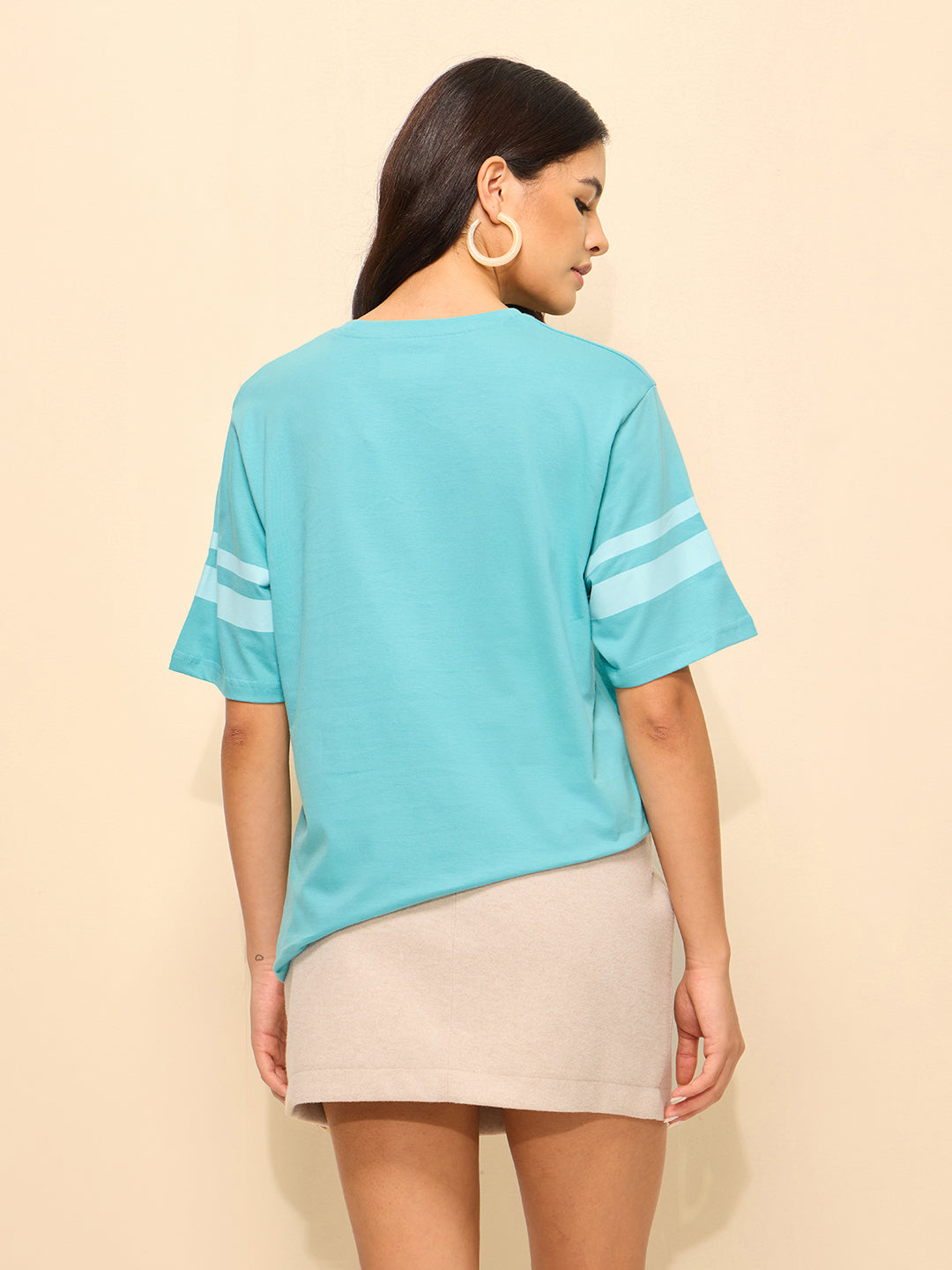 Womens Printed Oversized Fit Cotton T-Shirt