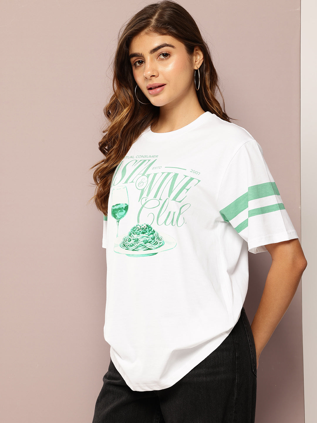Womens Short Sleeve Printed Oversized Fit Tshirt